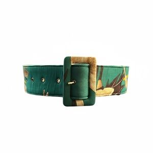 Samantha Sung Green Floral Silk Belt